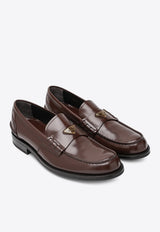 Prada Triangle Logo Brushed Leather Loafers Brown 2DB223X000055/R_PRADA-F0NBL