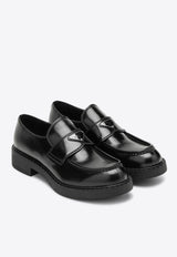 Prada Triangle Logo Chocolate Brushed Leather Loafers Black 2DE127G000055/R_PRADA-F0002