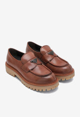 Prada Triangle Logo Leather Loafers Brown 2DE151G000070/R_PRADA-F0046