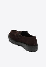 Prada Triangle Logo Suede Loafers Dark Brown 2DE151G001103/R_PRADA-F0003