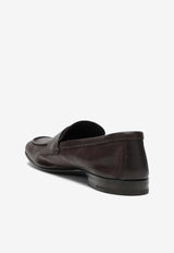 Prada Logo Stamp Leather Loafers Brown 2DF090X0003ACM/S_PRADA-F0003