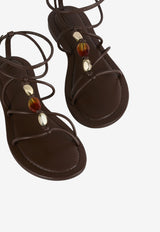 ba&sh Caya Strappy Leather Flat Sandals Chocolate 2E26PCAY_CHOCOLATE