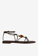 ba&sh Caya Strappy Leather Flat Sandals Chocolate 2E26PCAY_CHOCOLATE