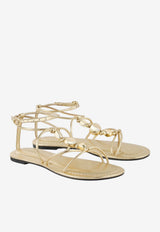 ba&sh Caya Strappy Flat Sandals in Metallic Leather Gold 2E26PCAY_GOLD