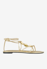 ba&sh Caya Strappy Flat Sandals in Metallic Leather Gold 2E26PCAY_GOLD