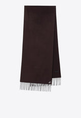 Prada Triangle Logo Silk and Cashmere Fringed Scarf Brown 2FS0652COP/R_PRADA-F0038