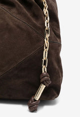 ba&sh Large June Suede Shoulder Bag Chocolate 2H24CFMS_CHOCOLATE