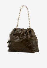 ba&sh June Leather Chain Shoulder Bag Khaki 2H25CFMV_KHAKI