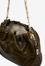 ba&sh June Leather Chain Shoulder Bag Khaki 2H25CFMV_KHAKI