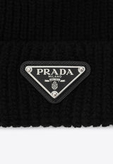 Prada Triangle Logo Wool Beanie Black 2HC4263IM/R_PRADA-F0002