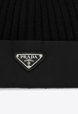 Prada Triangle Logo Ribbed Beanie Black 2HC4271WTO/R_PRADA-F0002
