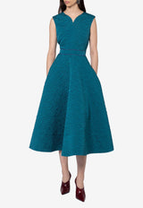 ROKSANDA Ridha Textured Flared Midi Dress Green 2JZ5_H2389A-1_GREEN