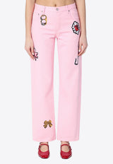 Marc Jacobs Denim Pants with All-Over Prints Pink 2S5RBT001D09CO/Q_MARC-678