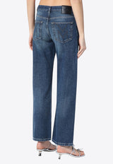 Marc Jacobs Logo Print Washed-Effect Jeans Blue 2S5RBT001D10CO/Q_MARC-487