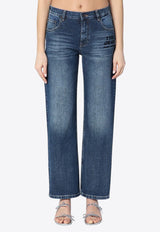 Marc Jacobs Logo Print Washed-Effect Jeans Blue 2S5RBT001D10CO/Q_MARC-487