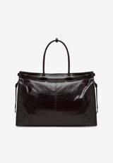 Prada Bonnie Leather Top Handle Bag Dark Brown 2VG128OOO2CYR/R_PRADA-F01D6