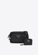 Prada Compact Messenger Bag with Zip-Pouch Black 2VH172OOO2DMH/R_PRADA-F0002