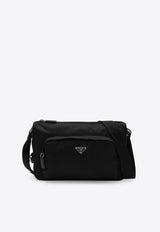 Prada Large Messenger Bag with Triangle Logo Black 2VH191OOO2DMG/R_PRADA-F0002