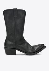 Prada Texan Mid-Calf Leather Boots Black 2WE002X000MJ0/R_PRADA-F0002