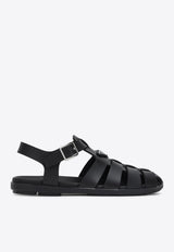 Prada Triangle Logo Rubber Cage Sandals Black 2X3119D0013LKK/Q_PRADA-F0002