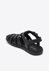 Prada Triangle Logo Rubber Cage Sandals Black 2X3119D0013LKK/Q_PRADA-F0002
