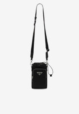 Prada Triangle Logo Nylon Phone Holder Black 2ZH1552DMI/S_PRADA-F0002