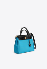 Herbag 31 in Gentiane Toile H and Black Vache Hunter with Gold Hardware