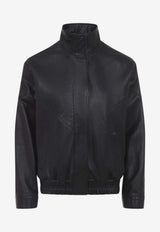 Panelled Leather Zip-Up Jacket