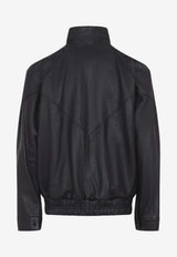 Panelled Leather Zip-Up Jacket