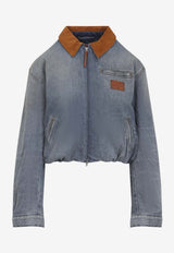 Denim Zip-Up Cropped Jacket