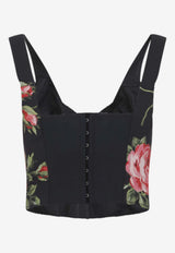 Floral-Print Bustier Top