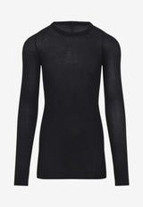 Ribbed Long-Sleeved Crewneck T-shirt