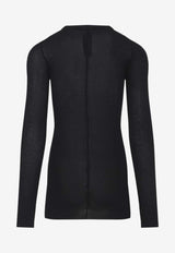Ribbed Long-Sleeved Crewneck T-shirt