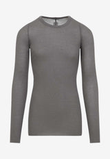 Ribbed Long-Sleeved Crewneck T-shirt