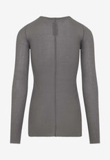 Ribbed Long-Sleeved Crewneck T-shirt