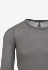 Ribbed Long-Sleeved Crewneck T-shirt
