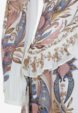 Sea Garden Scarf Pleated Midi Dress