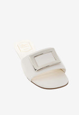 Logo-Plaque Leather Slides