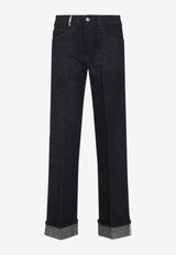 Cuffed Straight-Leg Jeans