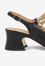 Charms 55 Chain-Embellished Leather Pumps