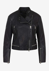 Zip-Up Leather Racer Jacket