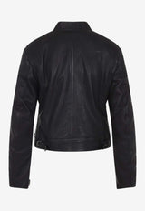 Zip-Up Leather Racer Jacket