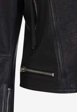 Zip-Up Leather Racer Jacket