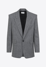 Prince of Wales Single-Breasted Wool Blazer