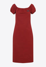 Logo Label Knee-Length Dress