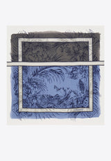 Ferragamo Gravure Print Silk Scarf Blue 310213 FO GRAVURE 785733 DENIM MARRONE