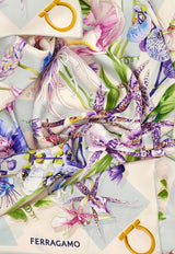 Ferragamo Gaia Print Silk Scarf Multicolor 310225 FO GAIA 789917 LIGHT BLUE