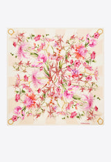 Ferragamo Gaia Print Silk Scarf Pink 310225 FO GAIA 789918 CREAM TAN