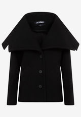 معطف من الصوف بياقة منسدلة