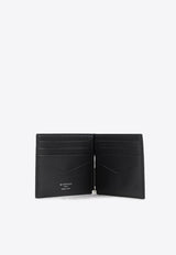 Embossed Logo Bill Clip Leather Wallet